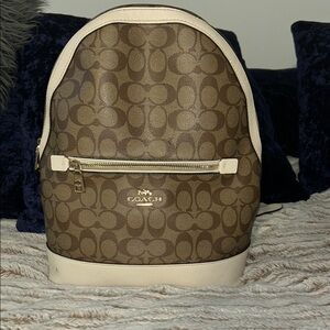 Coach Signature Brown and White Backpack